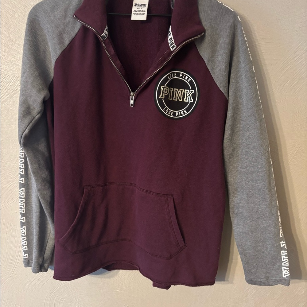 Victoria's Secret PINK Deep Plum Zip-Up with Branded Trim
